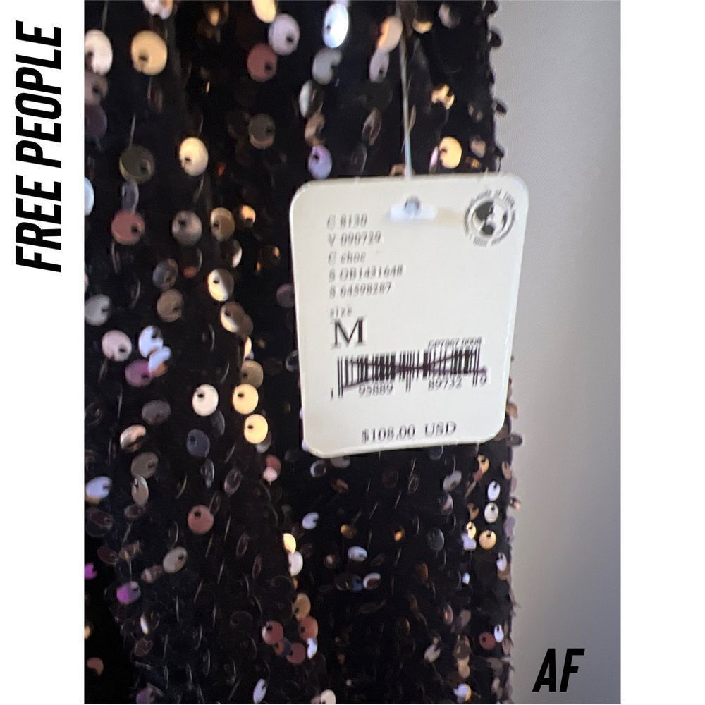 FREE PEOPLE NOVA SEQUINED EMBELLISHED MINI DRESS BRONZE NWT MEDIUM - Picture 9 of 9